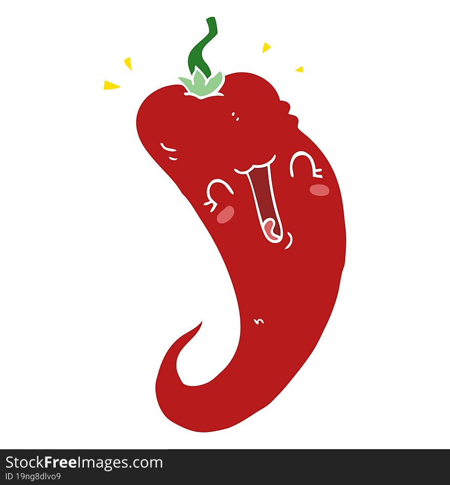 flat color style cartoon chili pepper