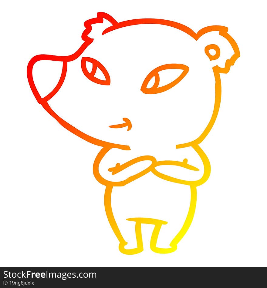 Warm Gradient Line Drawing Cute Cartoon Bear