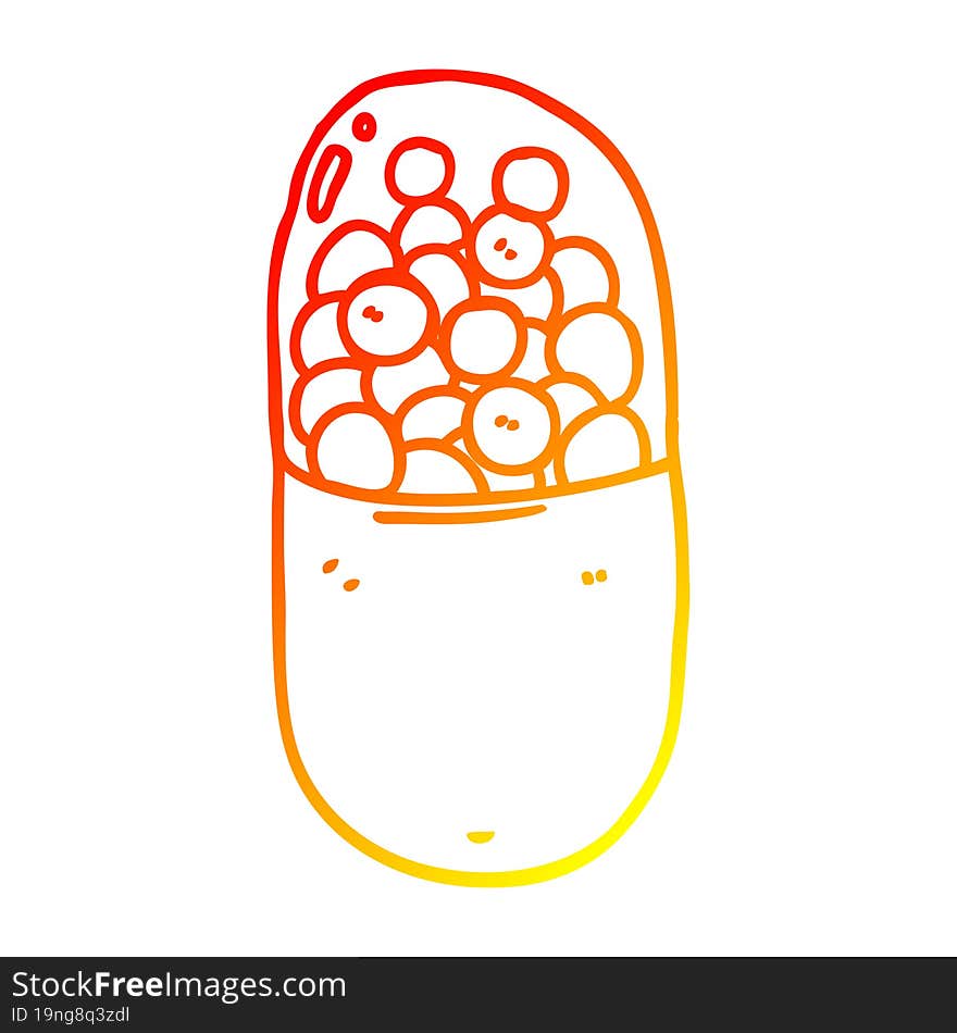 warm gradient line drawing cartoon pill