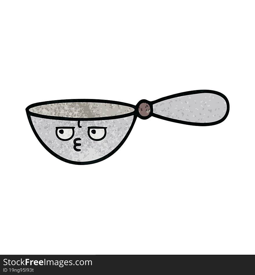 retro grunge texture cartoon of a measuring spoon