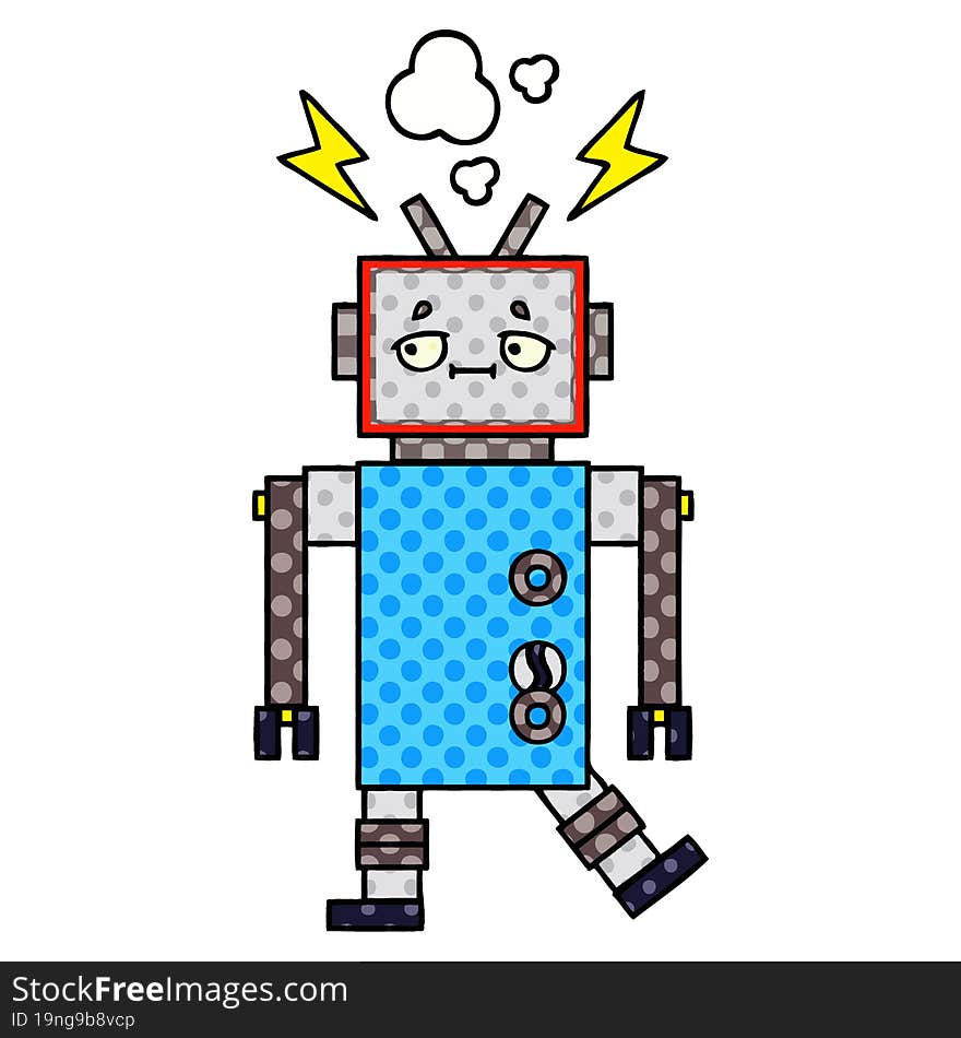 comic book style cartoon of a robot