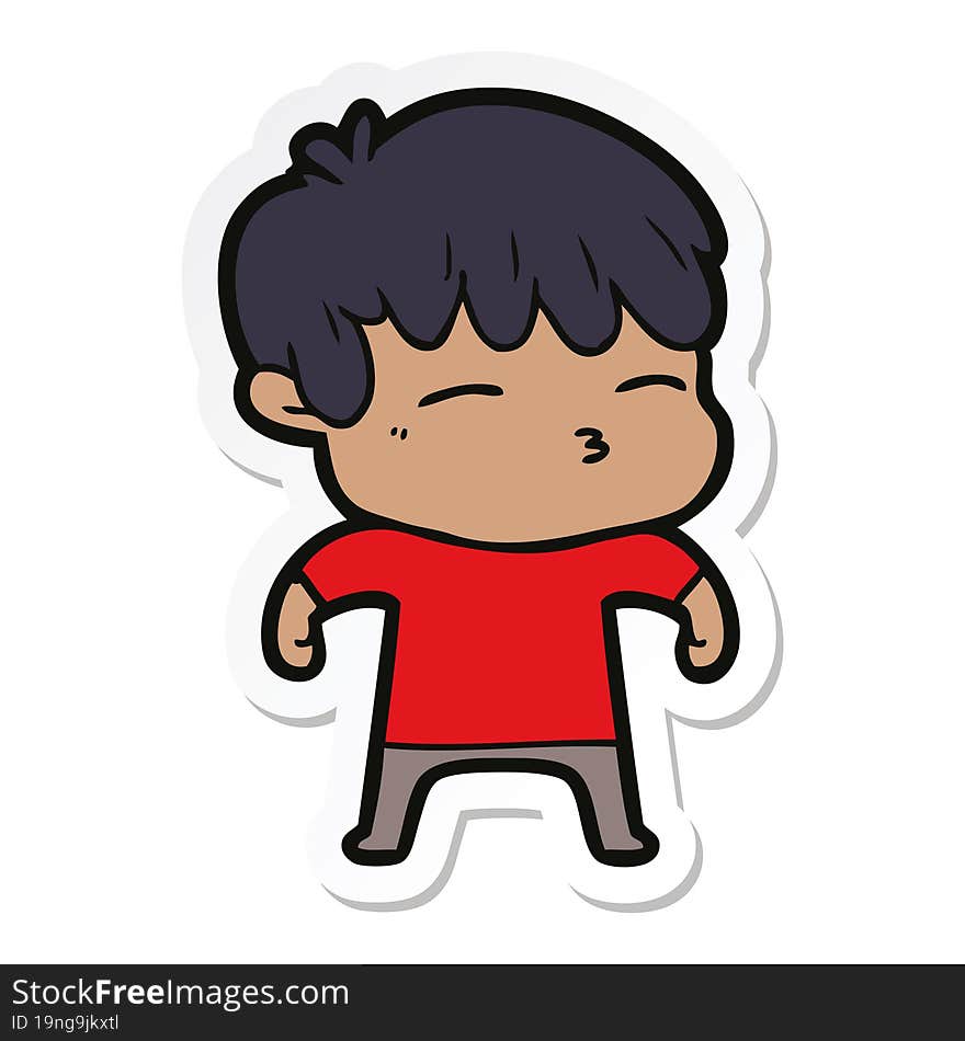 Sticker Of A Cartoon Curious Boy