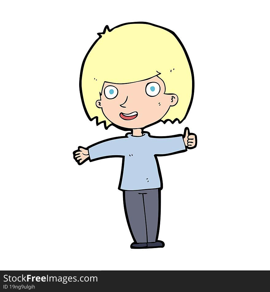 cartoon happy woman