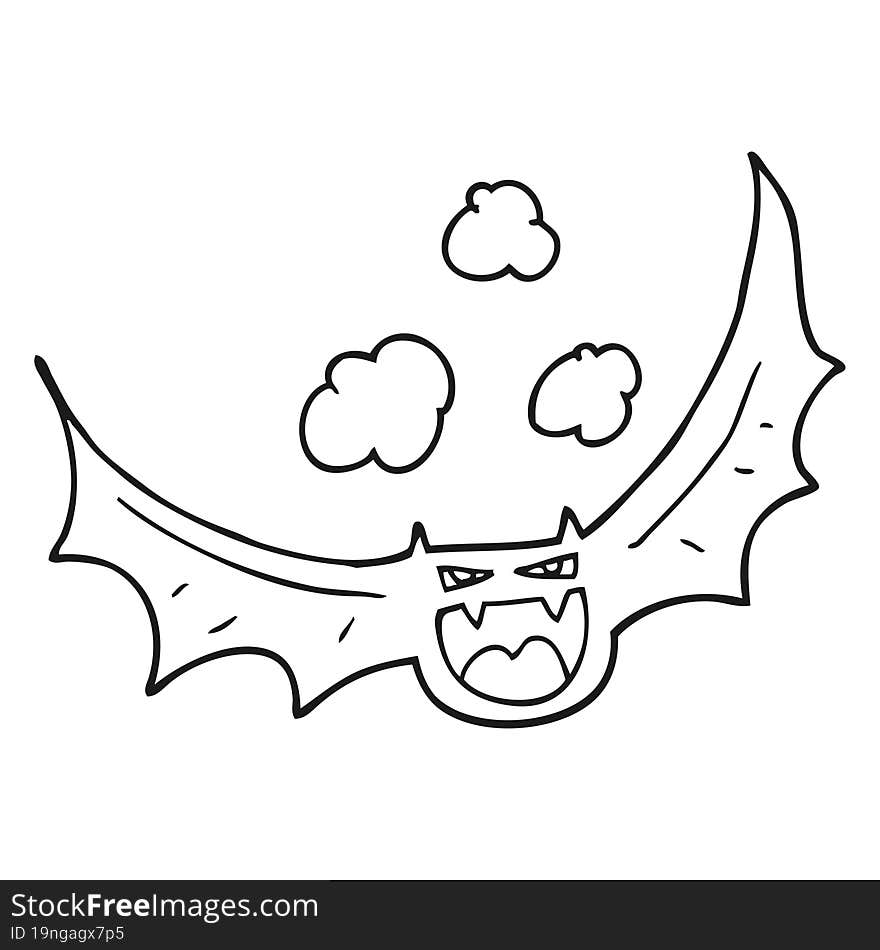 black and white cartoon halloween bat