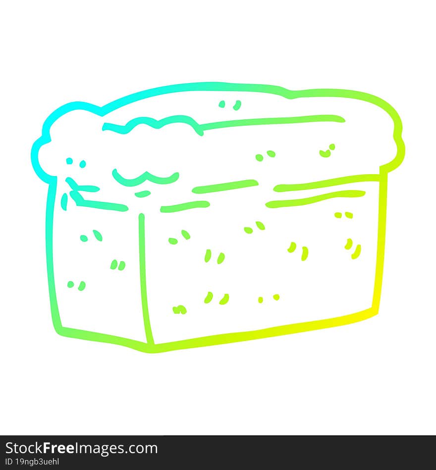 cold gradient line drawing of a cartoon loaf of bread