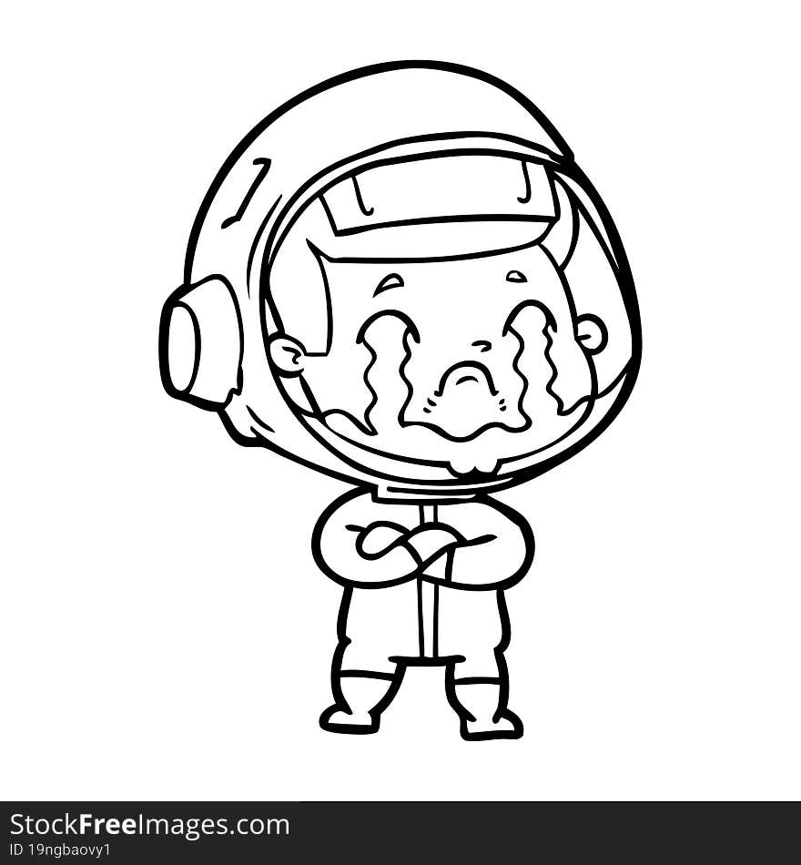 cartoon crying astronaut. cartoon crying astronaut