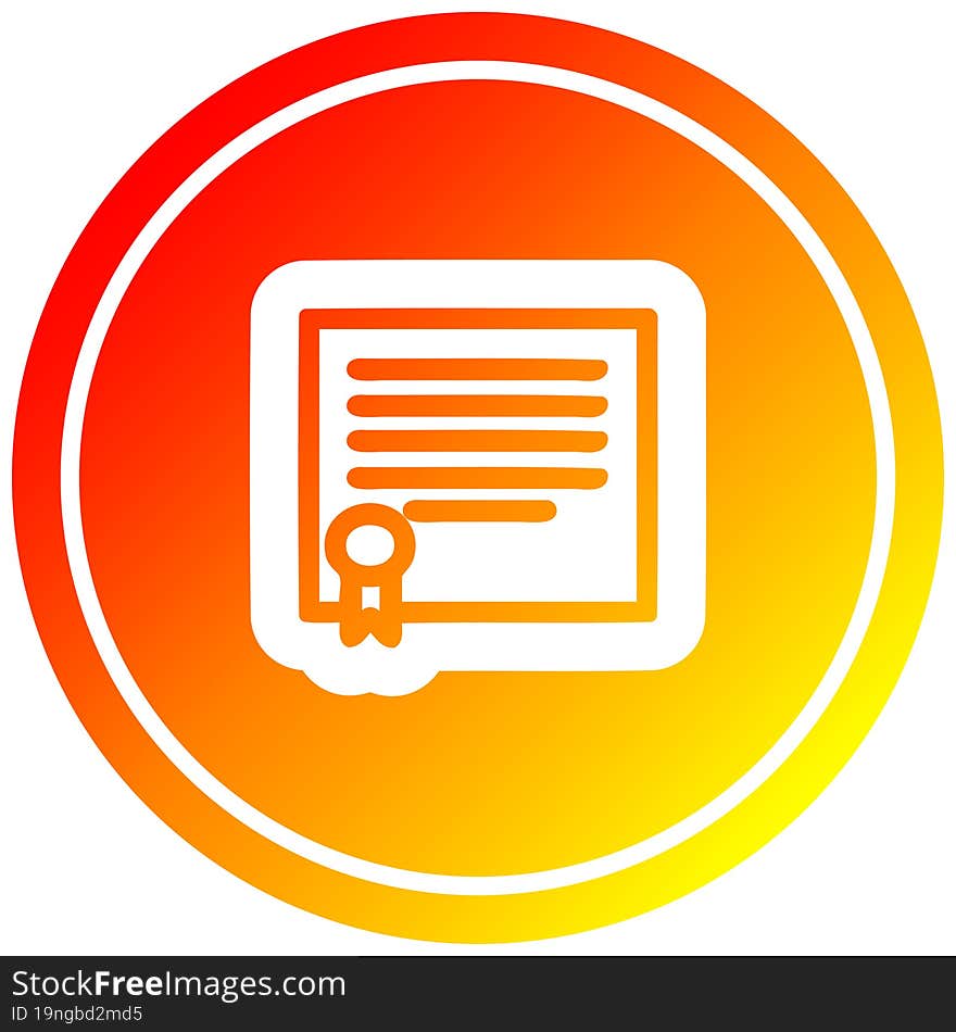 diploma certificate circular in hot gradient spectrum