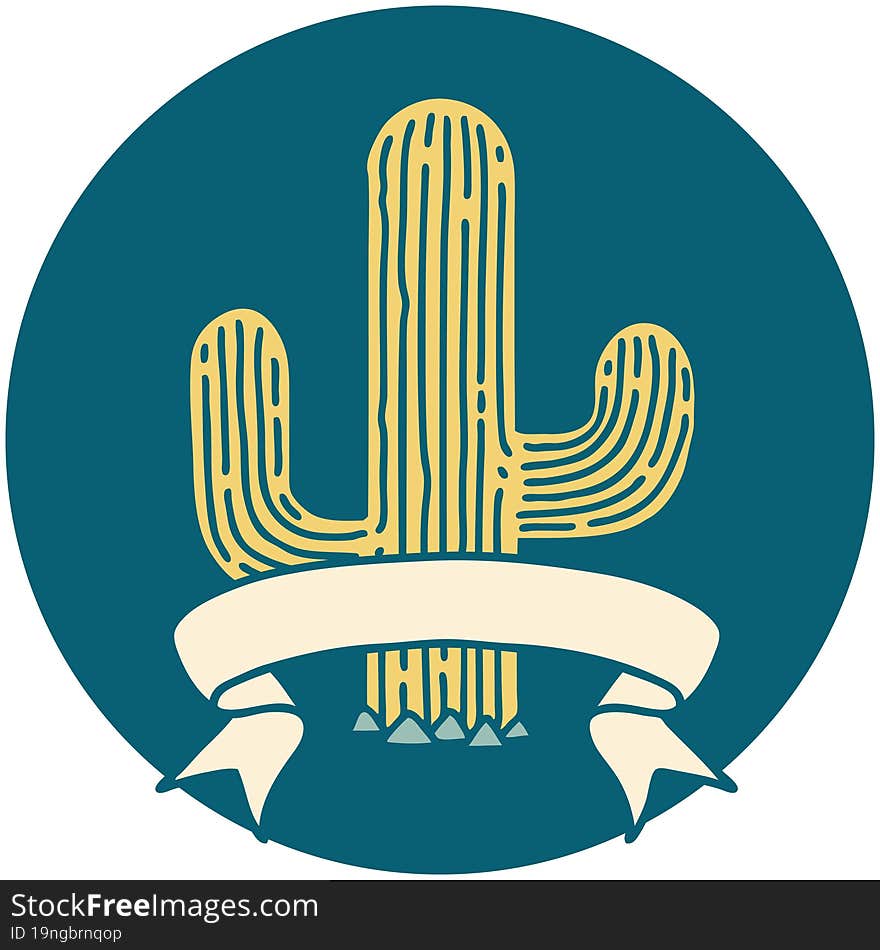 Icon With Banner Of A Cactus