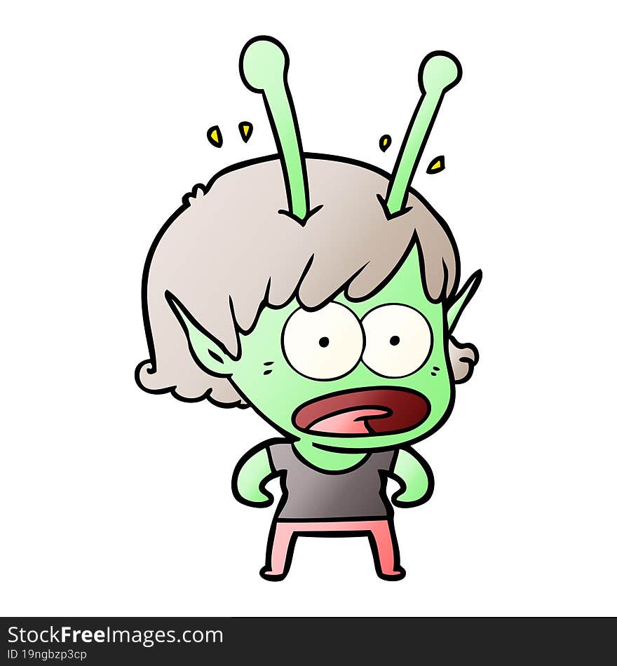 cartoon shocked alien girl. cartoon shocked alien girl