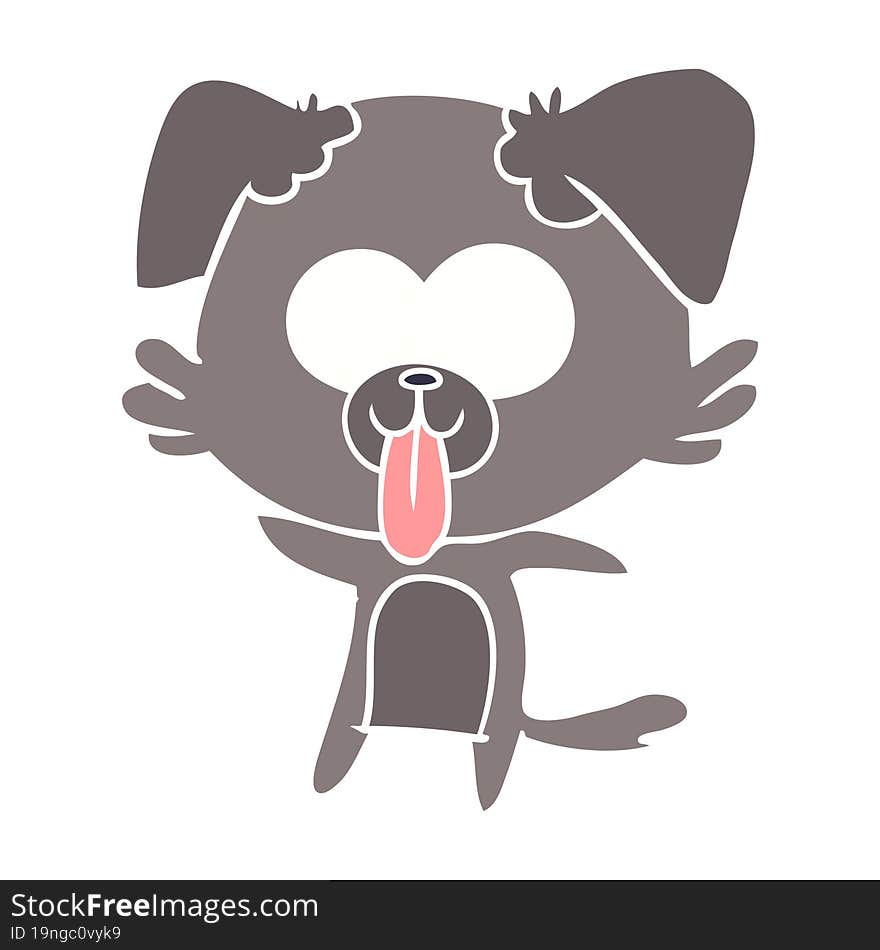 flat color style cartoon dog with tongue sticking out