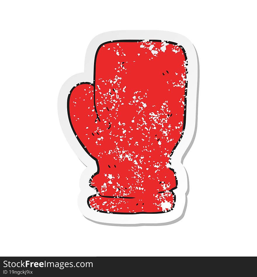 retro distressed sticker of a cartoon boxing glove