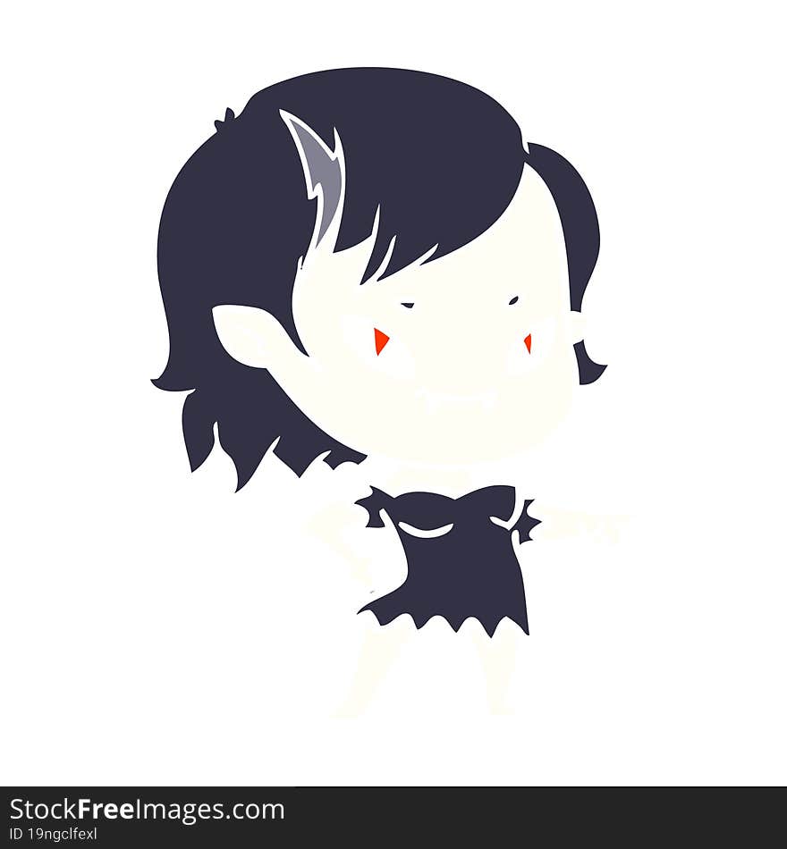 flat color style cartoon friendly vampire girl pointing