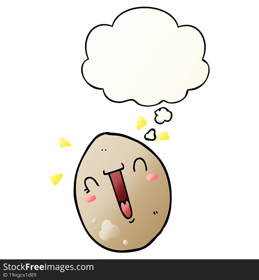 cartoon happy egg and thought bubble in smooth gradient style