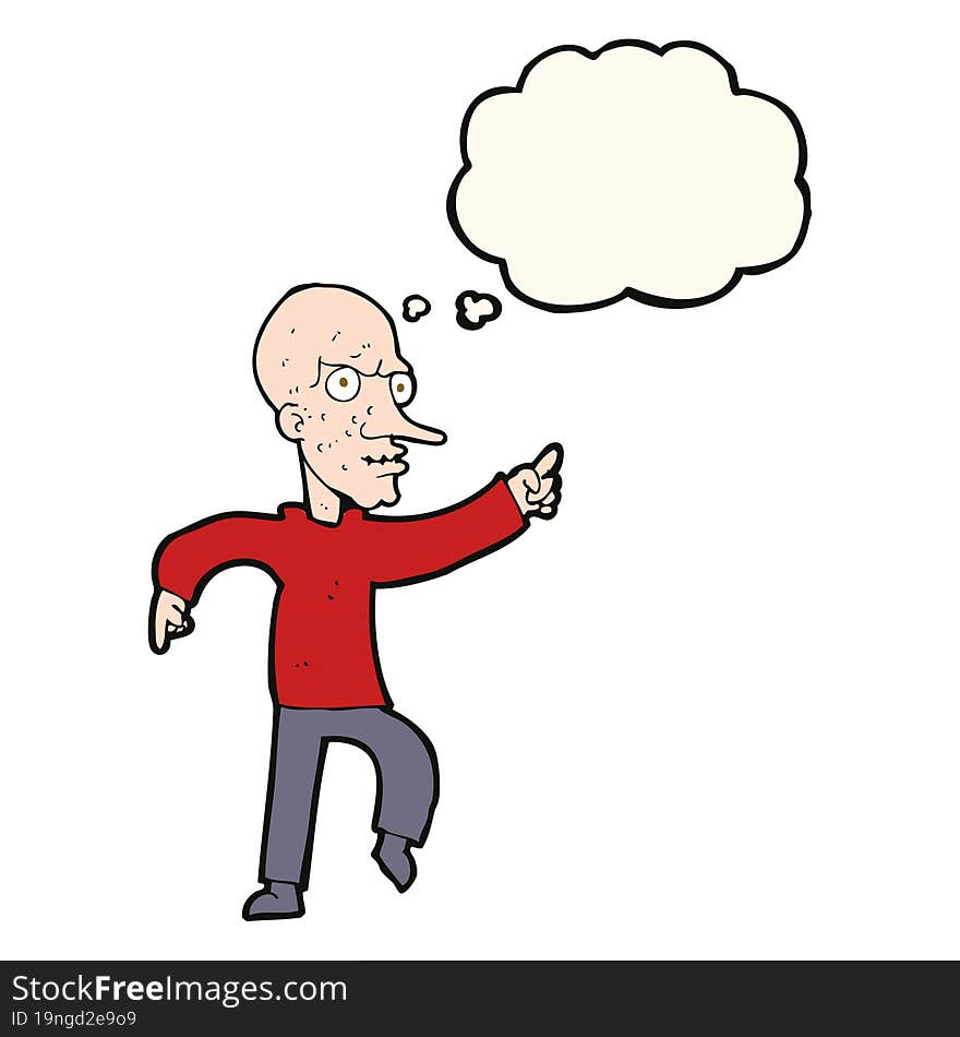 cartoon angry old man with thought bubble