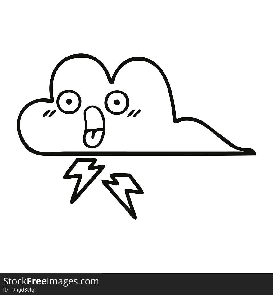 line drawing cartoon thunder cloud