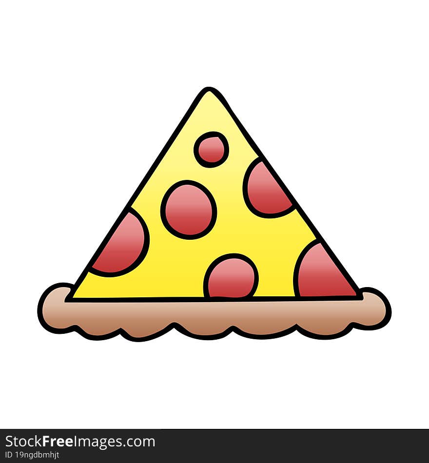 quirky gradient shaded cartoon slice of pizza