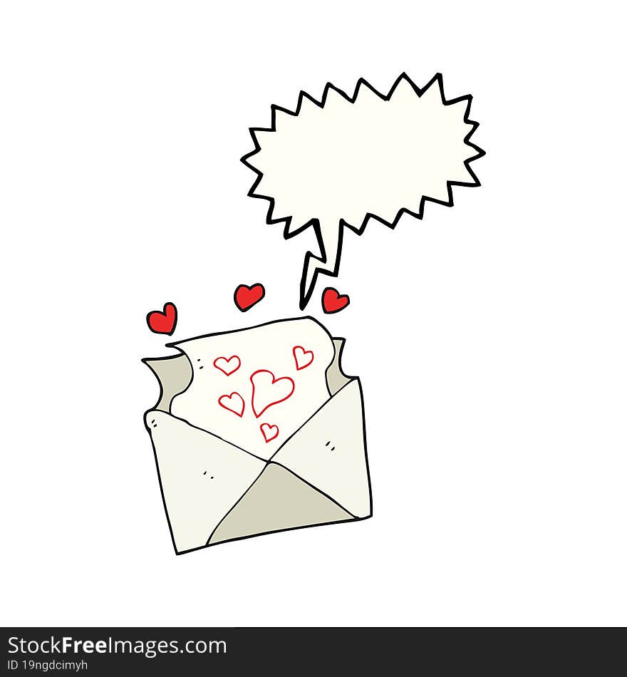 speech bubble cartoon love letter