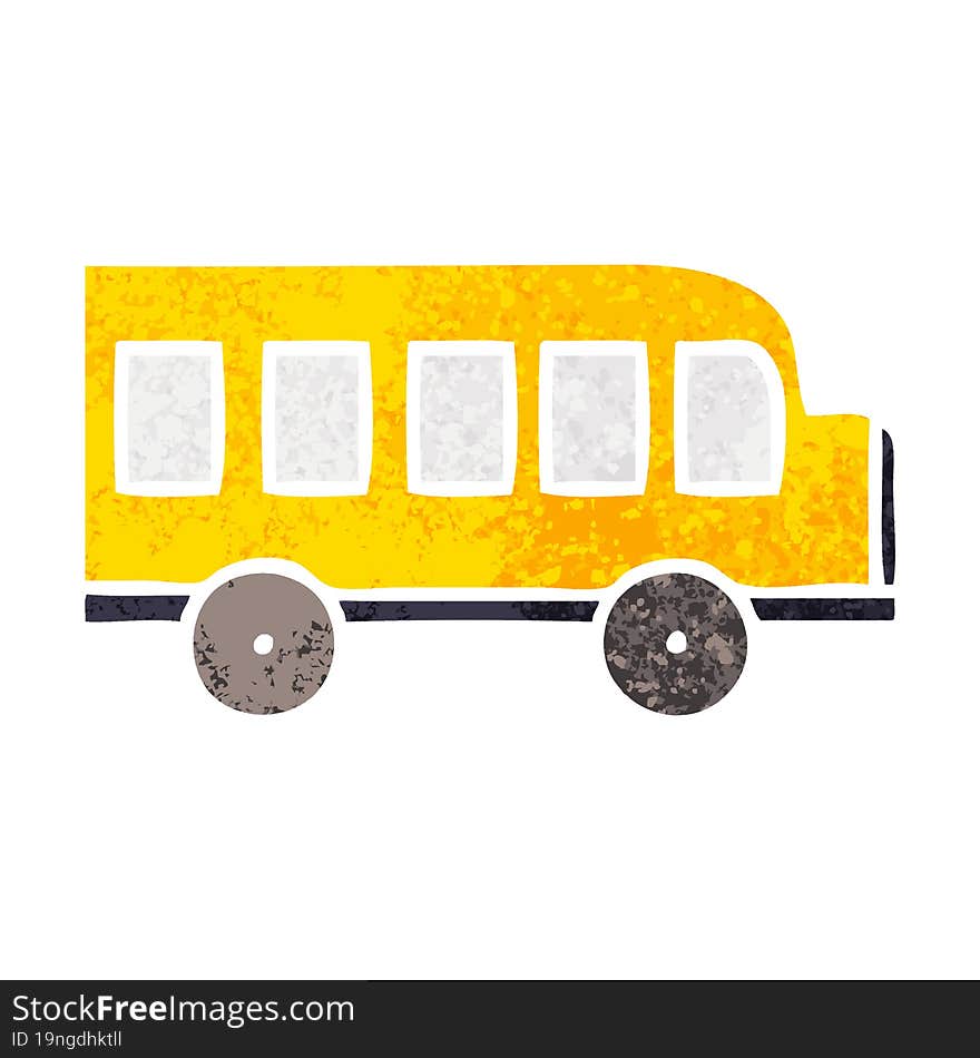 retro illustration style cartoon of a school bus