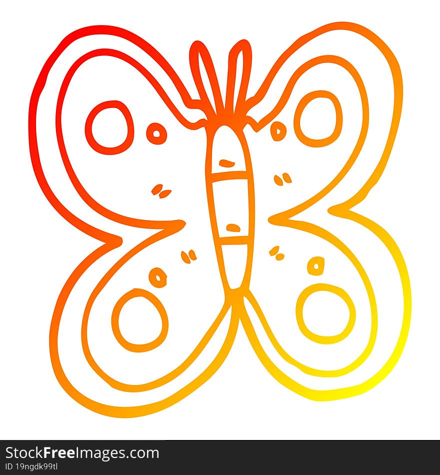 Warm Gradient Line Drawing Cartoon Huge Butterfly