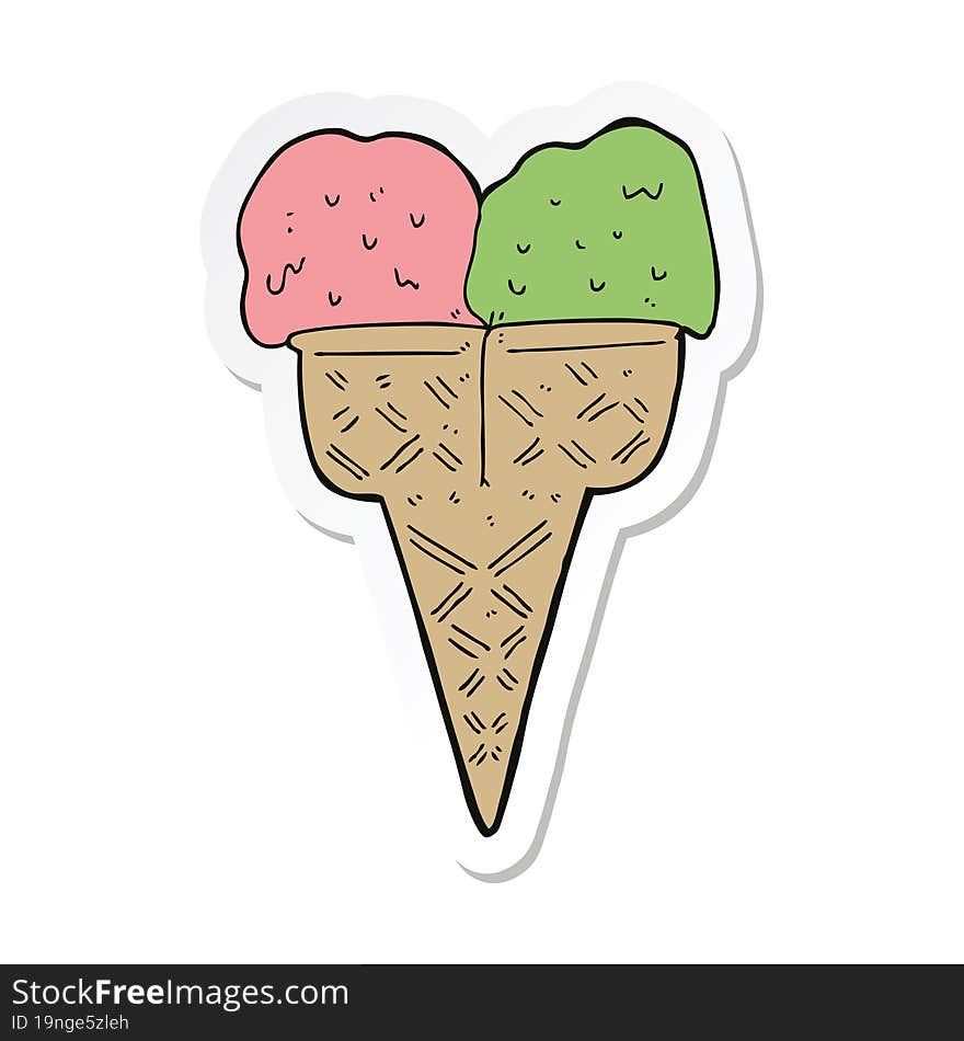 sticker of a cartoon ice cream