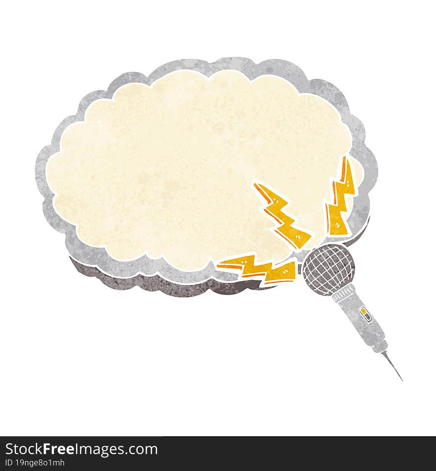 cartoon microphone and space for text cloud