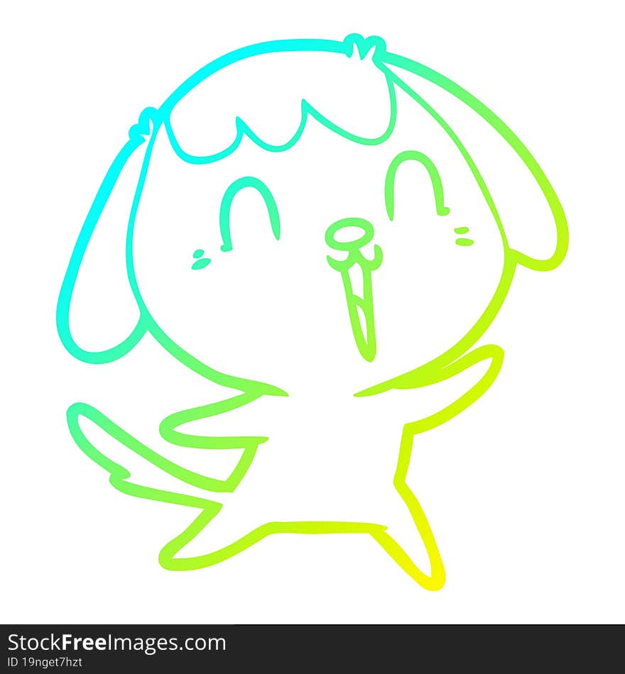 cold gradient line drawing cute cartoon dog