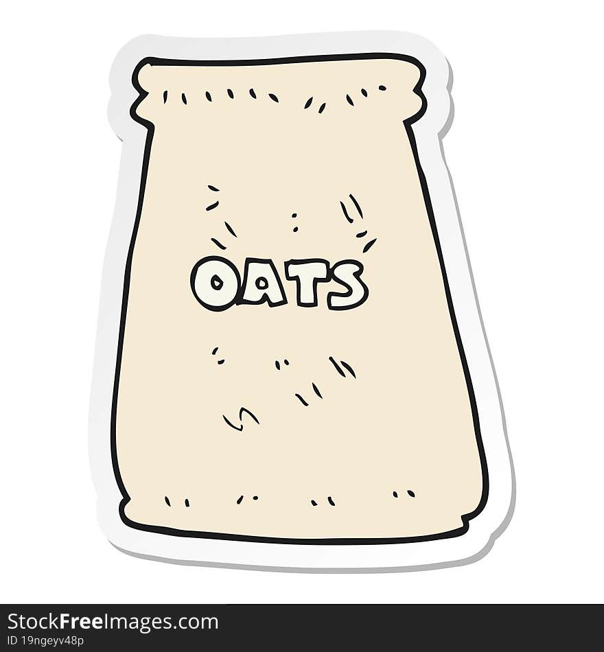 sticker of a cartoon bag of oats