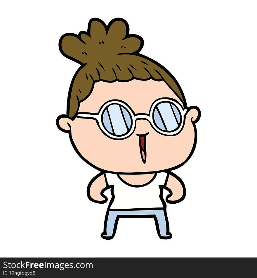 cartoon tough woman wearing spectacles. cartoon tough woman wearing spectacles