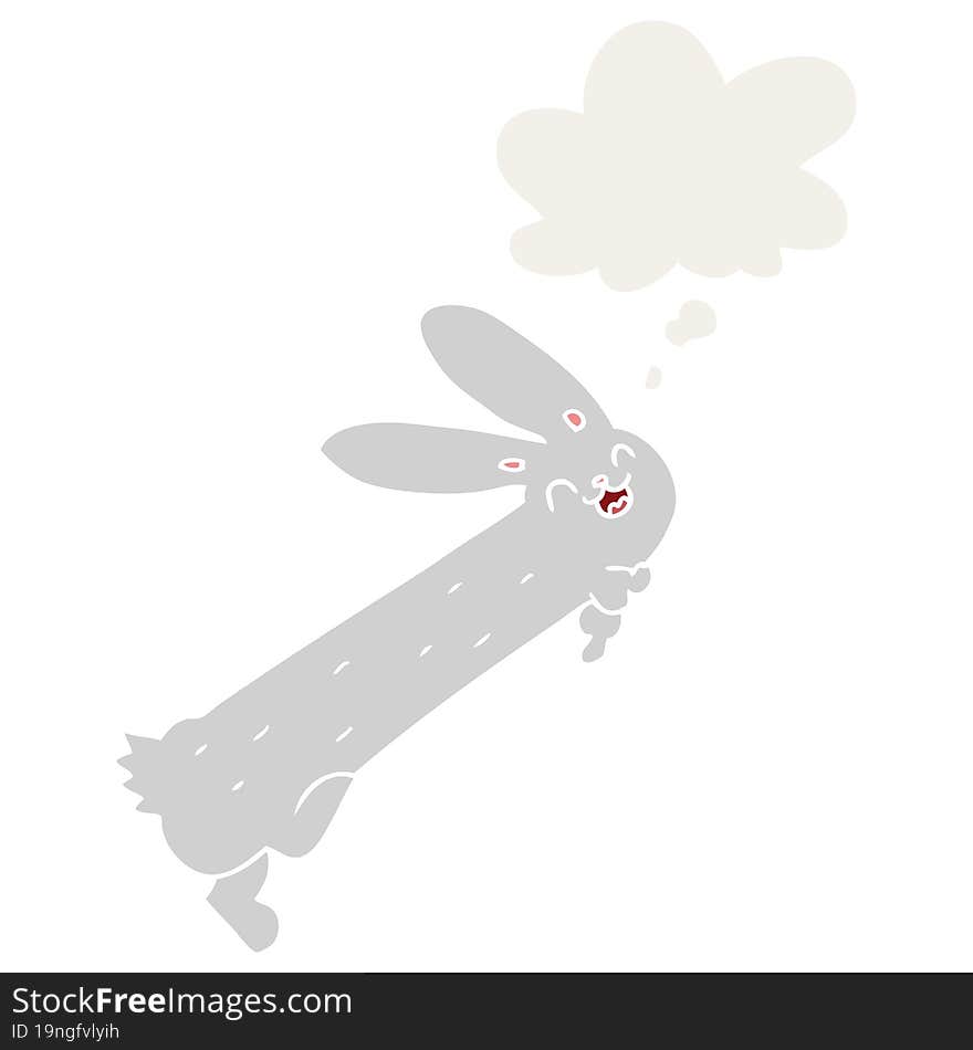 Funny Cartoon Rabbit And Thought Bubble In Retro Style