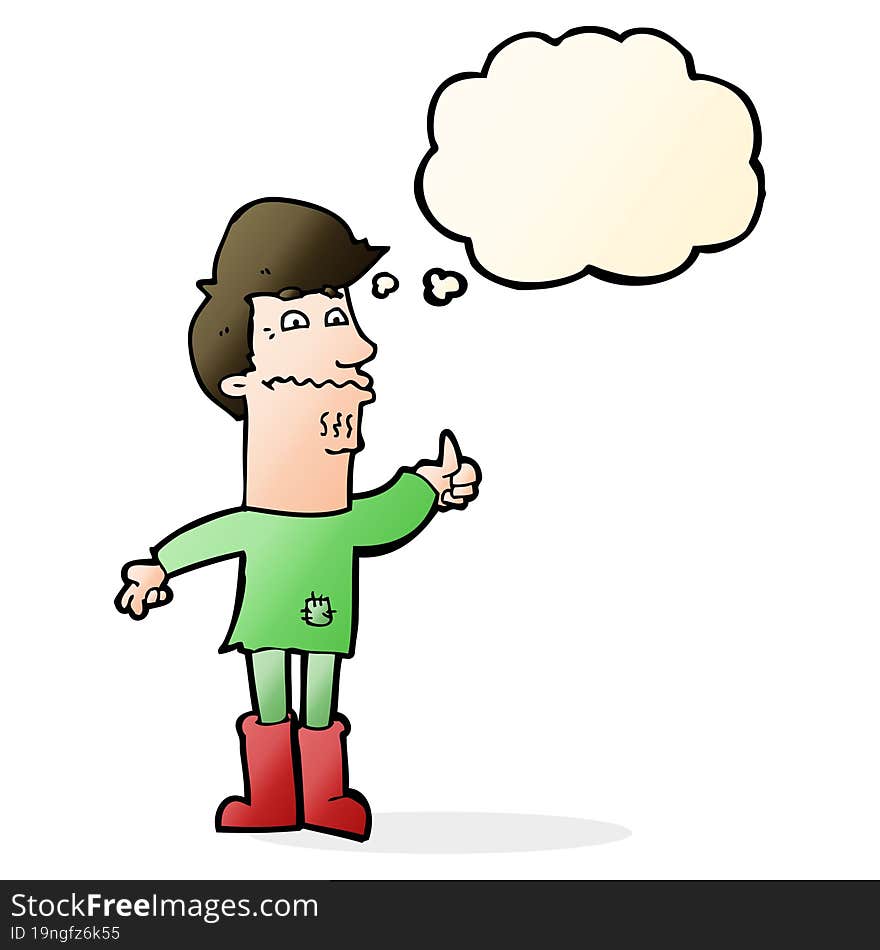 cartoon nervous man with thought bubble