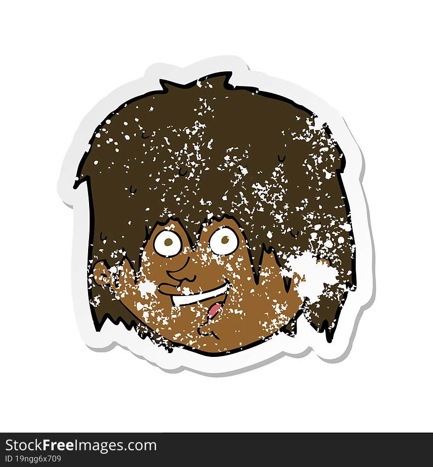 Retro Distressed Sticker Of A Cartoon Happy Man