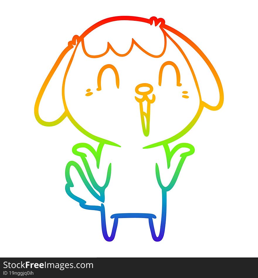 Rainbow Gradient Line Drawing Cartoon Dog