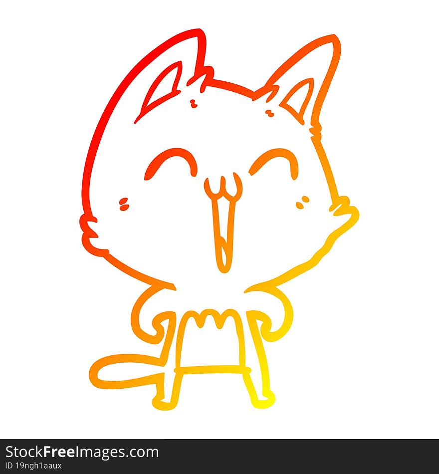 warm gradient line drawing happy cartoon cat