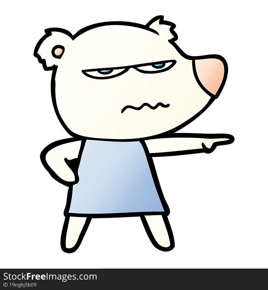 cartoon angry bear polar girl pointing. cartoon angry bear polar girl pointing