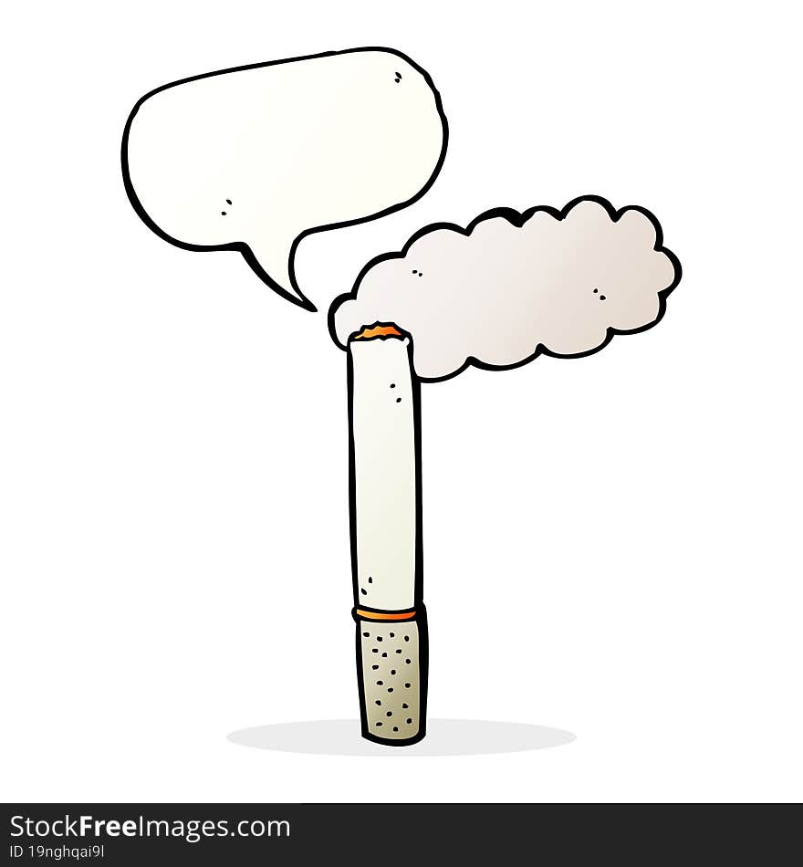 cartoon cigarette with speech bubble