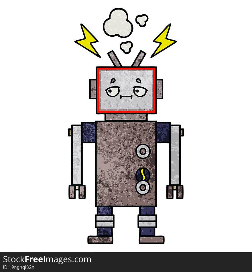 Retro Grunge Texture Cartoon Robot