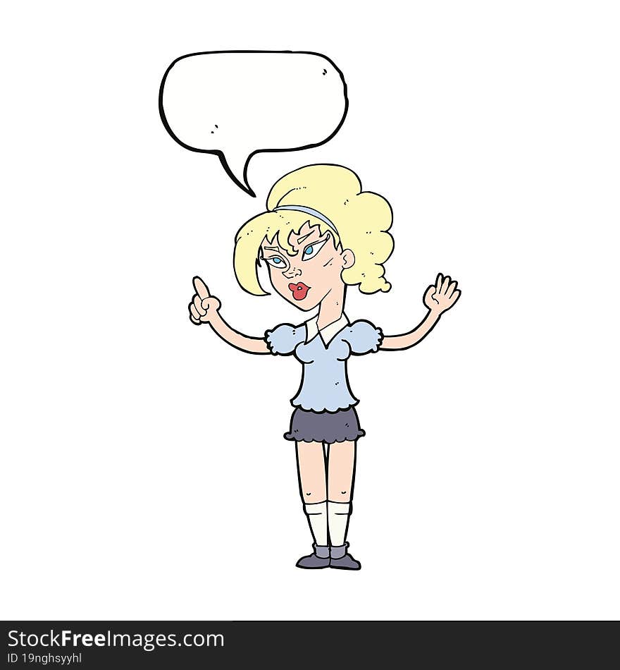 cartoon woman with idea with speech bubble