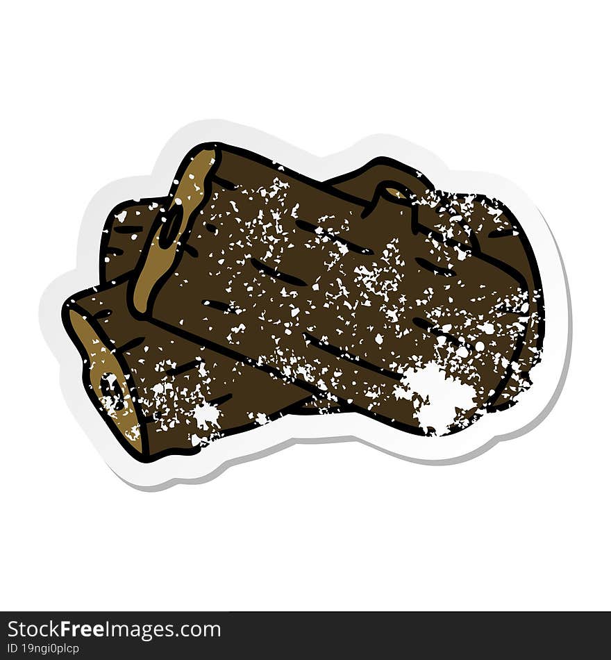 distressed sticker of a quirky hand drawn cartoon log