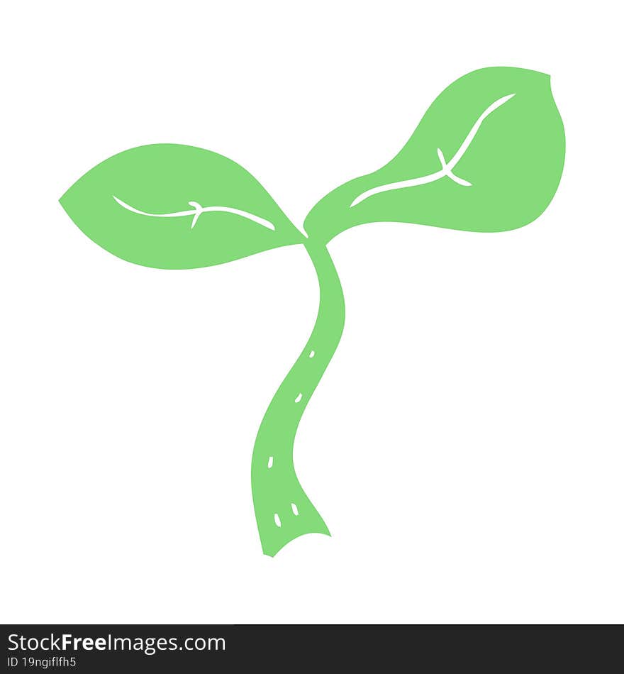 Flat Color Illustration Of A Cartoon Seedling Growing