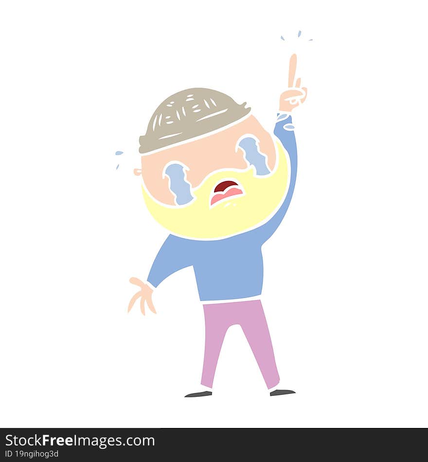 flat color style cartoon bearded man crying