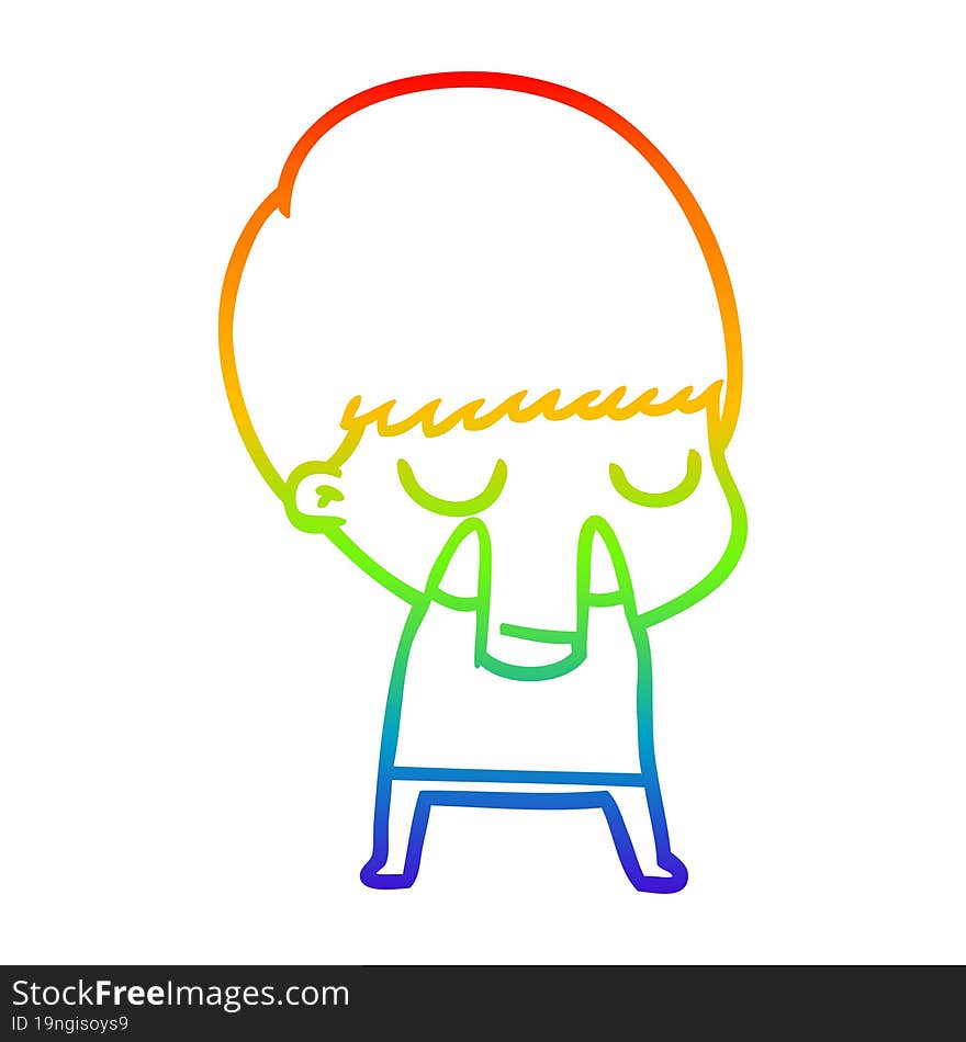 rainbow gradient line drawing cartoon calm boy