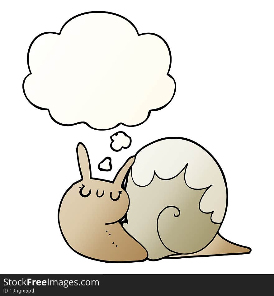 cute cartoon snail and thought bubble in smooth gradient style