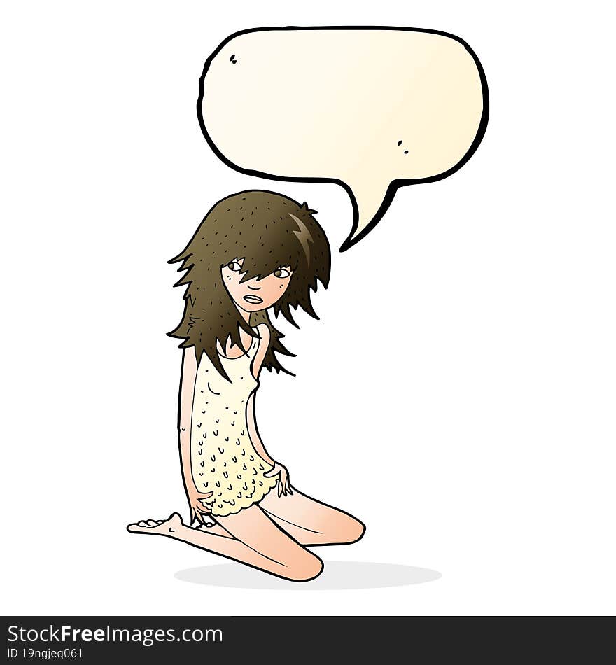 cartoon pretty girl with speech bubble