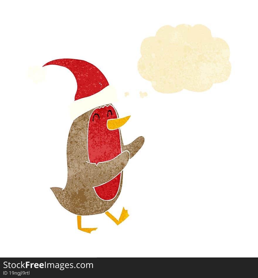 Cartoon Christmas Robin With Thought Bubble