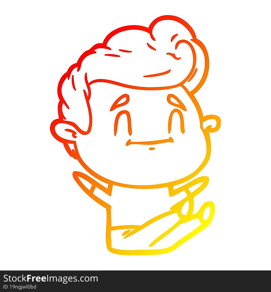 warm gradient line drawing happy cartoon man