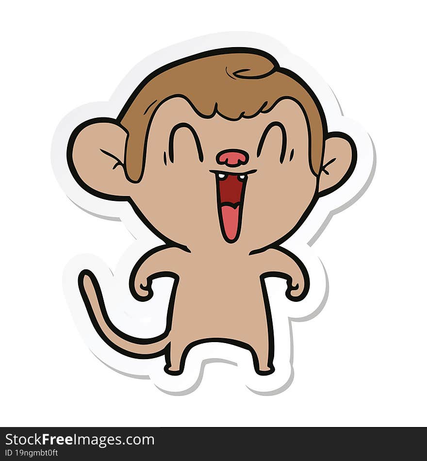 Sticker Of A Cartoon Laughing Monkey