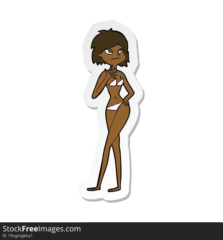 sticker of a cartoon woman in bikini