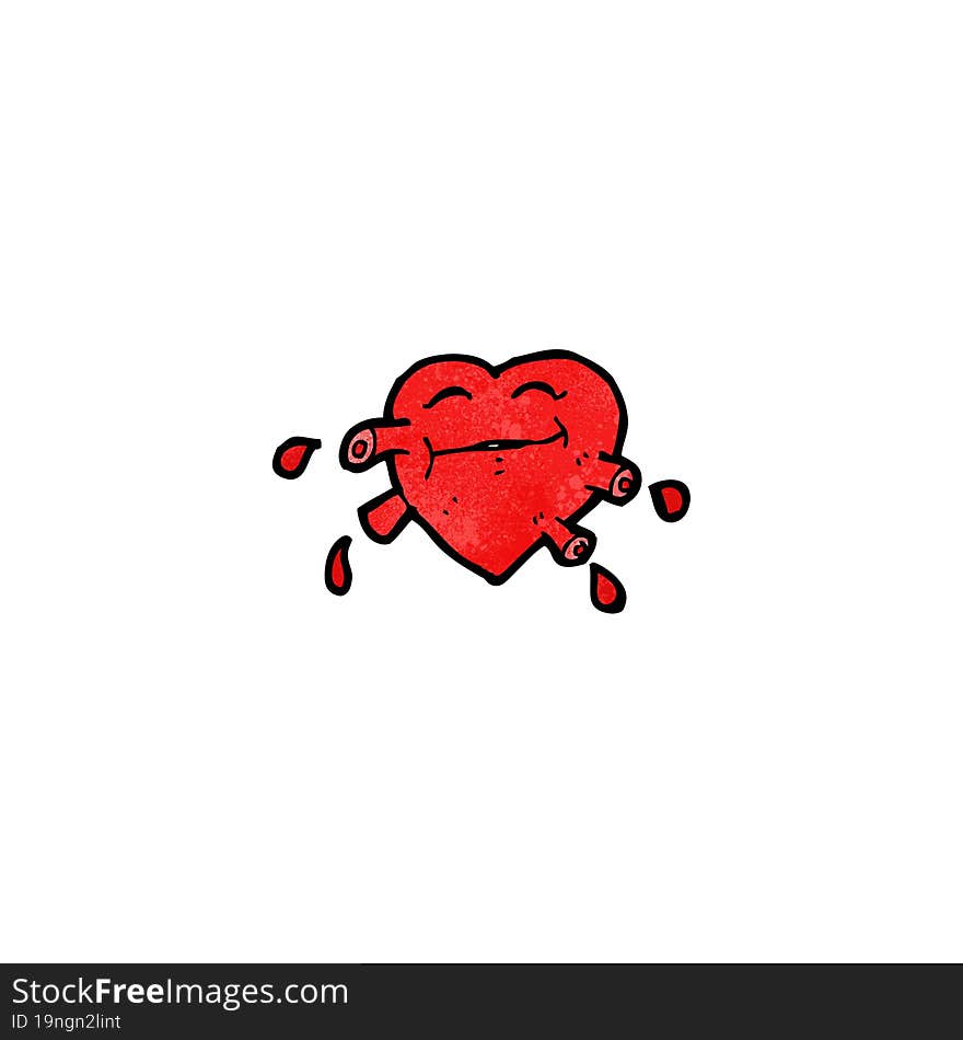 funny heart cartoon character