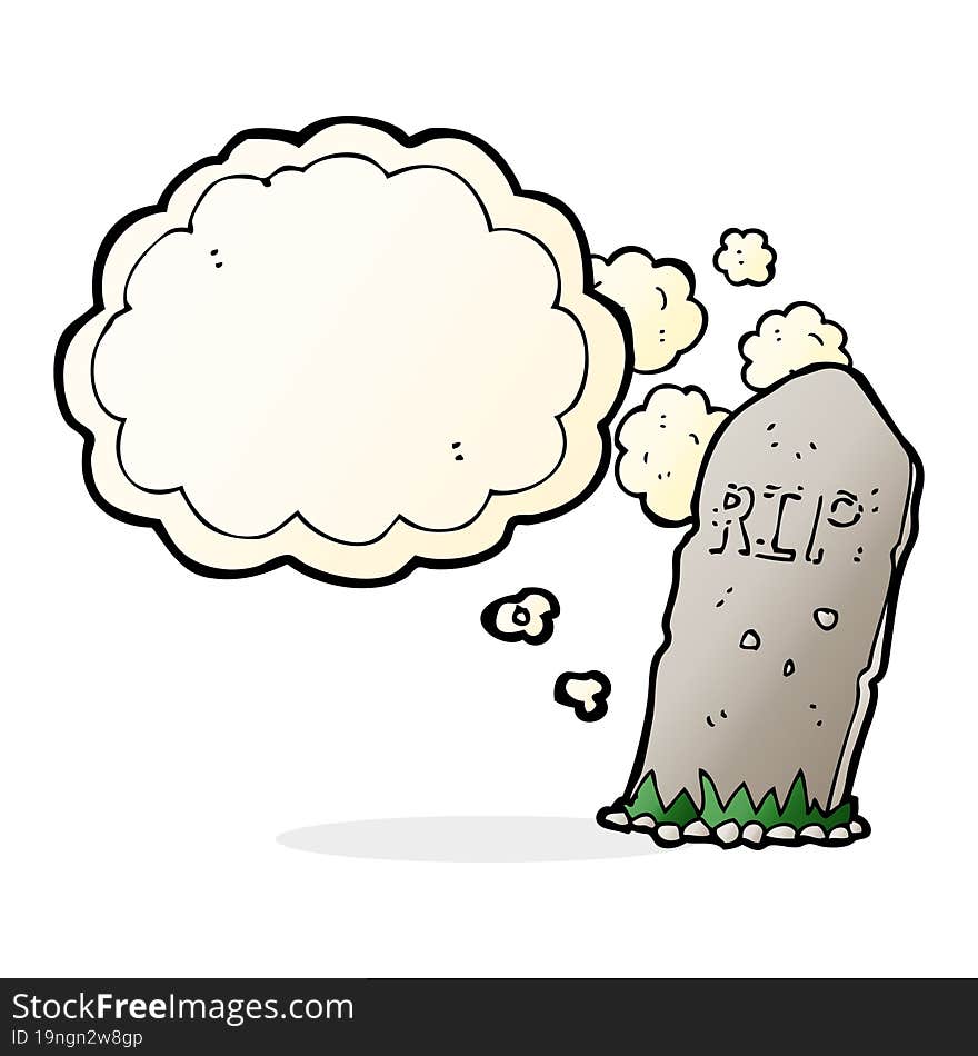 cartoon spooky grave with thought bubble