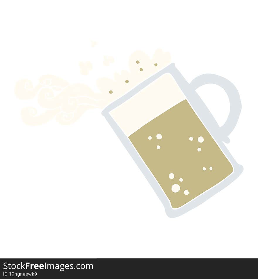 Flat Color Illustration Of A Cartoon Pouring Beer